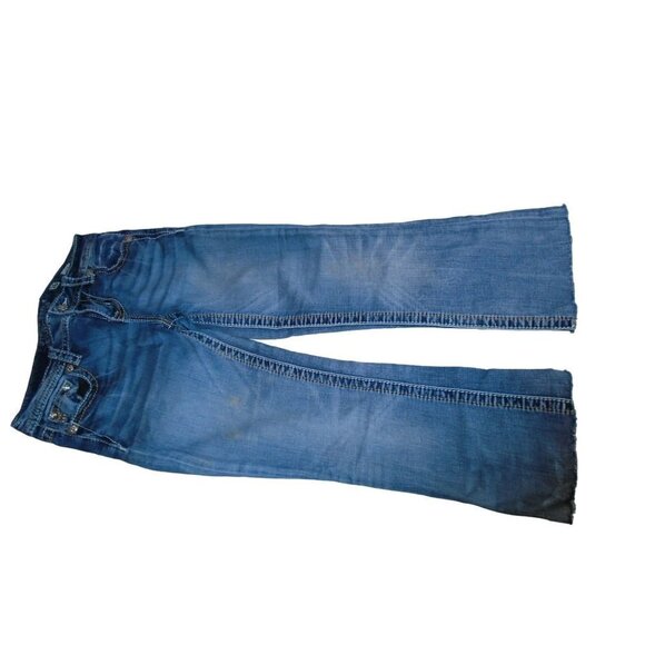Miss Me Sz 26 Bootcut Jeans Cut Raw Hem Medium Wash w Amazing Embroidered and St - Picture 7 of 7